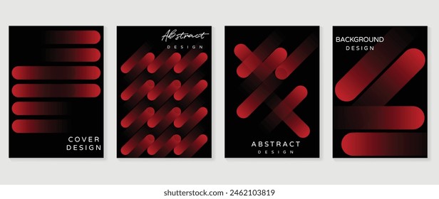 Abstract gradient poster background vector set. Minimalist style cover template with vibrant perspective 3d geometric prism shapes collection. Ideal design for social media, cover, banner, flyer.