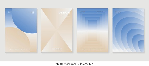 Abstract gradient poster background vector set. Minimalist style cover template with vibrant perspective 3d geometric prism shapes collection. Ideal design for social media, cover, banner, flyer.