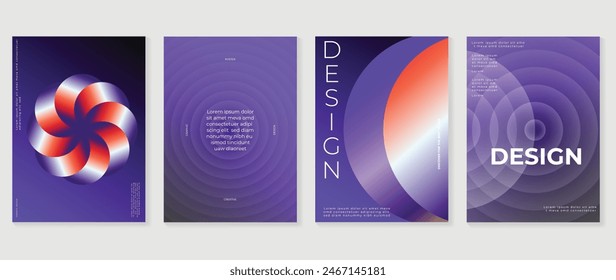 Abstract gradient poster background vector set. Minimalist style cover template with vibrant perspective 3d geometric prism shapes collection. Ideal design for social media, cover, banner, flyer.