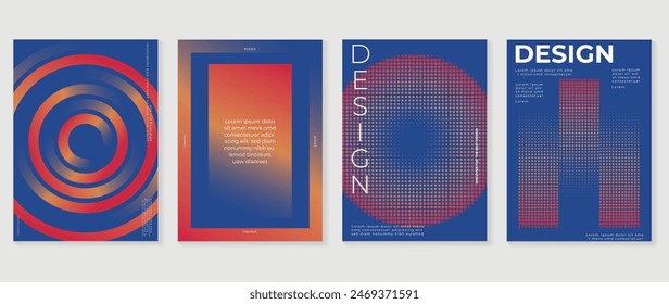 Abstract gradient poster background vector set. Minimalist style cover template with vibrant perspective 3d geometric prism shapes collection. Ideal design for social media, cover, banner, flyer.