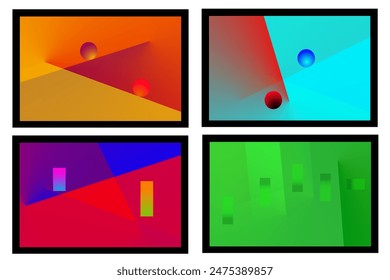 Abstract gradient poster background vector set. Minimalist style cover template. Ideal design for social media, cover, banner