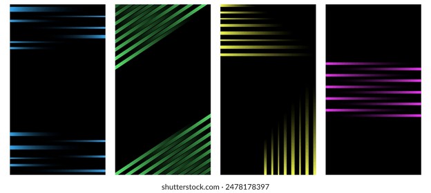 Abstract Gradient Poster Background Vector Set. A minimalist cover template with a bright perspective of a collection of geometric shapes. Perfect design for social media, cover, banner, flyer