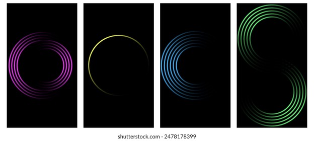 Abstract Gradient Poster Background Vector Set. A minimalist cover template with a bright perspective of a collection of geometric shapes. Perfect design for social media, cover, banner, flyer
