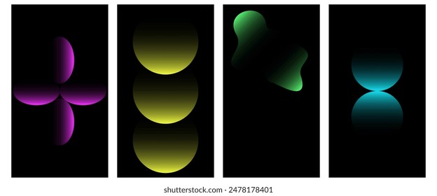 Abstract Gradient Poster Background Vector Set. A minimalist cover template with a bright perspective of a collection of geometric shapes. Perfect design for social media, cover, banner, flyer