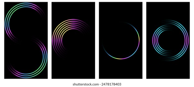 Abstract Gradient Poster Background Vector Set. A minimalist cover template with a bright perspective of a collection of geometric shapes. Perfect design for social media, cover, banner, flyer