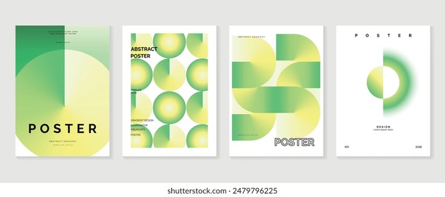 Abstrakter Farbverlauf Poster Hintergrund Vektorgrafik Set. Minimalistischer Stil Cover Vorlage mit vibrierender Perspektive 3D geometrische Prisma Formen Kollektion. Ideales Design für Social Media, Cover, Banner, Flyer.