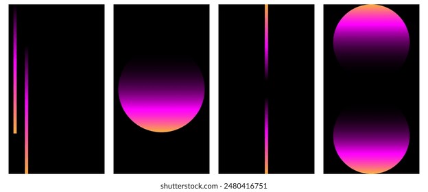 Abstract Gradient Poster Background Vector Set. A minimalist cover template with a bright perspective of a collection of geometric shapes. Perfect design for social media, cover, banner, flyer