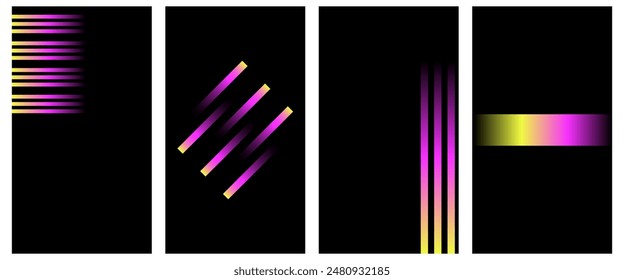 Abstract Gradient Poster Background Vector Set. A minimalist cover template with a bright perspective of a collection of geometric shapes. Perfect design for social media, cover, banner, flyer