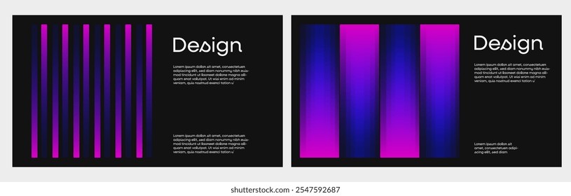 Abstract gradient poster background vector set. Minimalist style cover template with vibrant perspective 3d geometric prism shapes collection. Ideal design for social media, cover, banner, flyer.