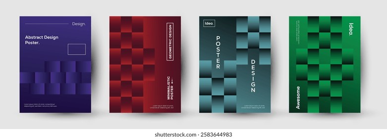 Abstract gradient poster background vector set. Minimalist geometric poster design. Ideal design for social media, cover, banner, flyer.