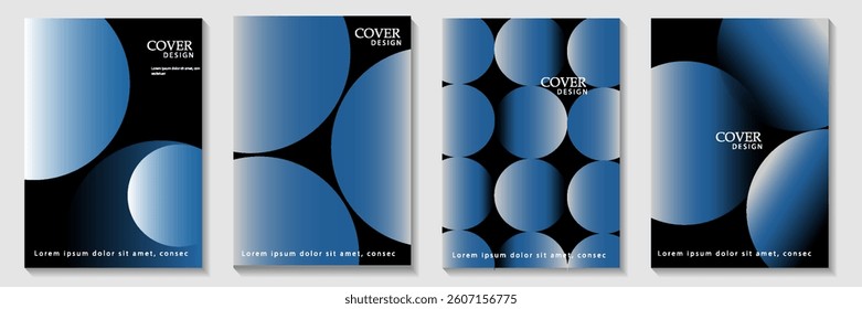 Abstract gradient poster background vector set. Minimalist style cover template with vibrant perspective 3d geometric prism shapes collection. Ideal design for social media, cover, banner, flyer.