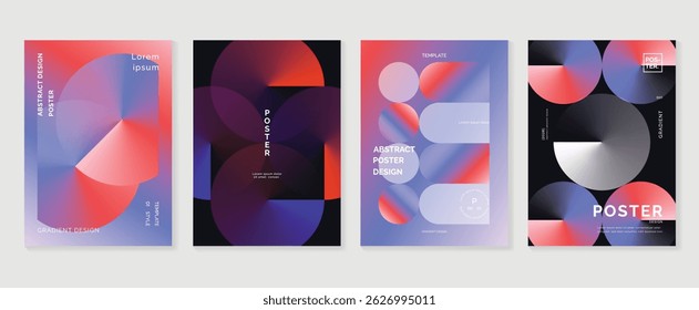 Conjunto de vetores de plano de fundo do pôster de gradiente abstrato. Modelo de cobertura de estilo minimalista com perspectiva vibrante 3d geométrica formas coleção. Design ideal para mídia social, capa, banner, folheto.