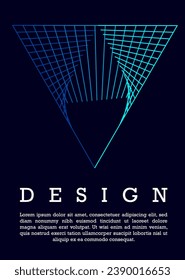 Abstract gradient poster. Blue line triangle. Minimalistic creativity and art. Template for flyer and leaflet. Metaverse and cyberspace, virtual reality. Cartoon flat vector illustration