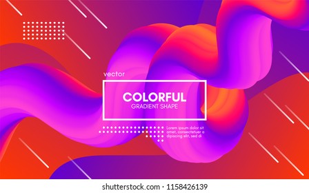 Abstract Gradient Poster with Colorful Liquid Shape. Modern Wave Flow Design. 3d Vector Illustration eps10. Trendy Vibrant Gradient for Covers, Poster, Flyer. Wave Background with Gradient Elements.