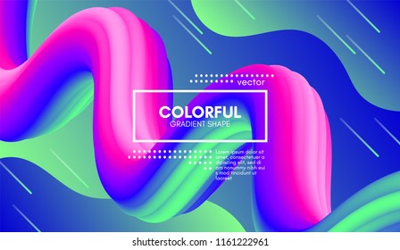 Abstract Gradient Poster with Colorful Liquid Shape. Modern Wave Flow Design. 3d Vector Illustration eps10. Trendy Vibrant Gradient for Covers, Poster, Flyer. Wave Background with Gradient Elements.