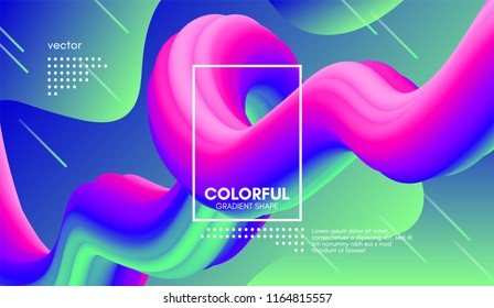 Abstract Gradient Poster with Colorful Liquid Shape. Modern Wave Flow Design. 3d Vector Illustration eps10. Trendy Vibrant Gradient for Covers, Poster, Flyer. Wave Background with Gradient Elements.