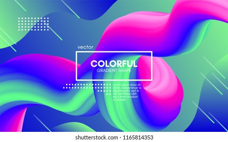 Abstract Gradient Poster with Colorful Liquid Shape. Modern Wave Flow Design. 3d Vector Illustration eps10. Trendy Vibrant Gradient for Covers, Poster, Flyer. Wave Background with Gradient Elements.