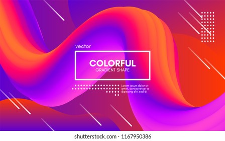 Abstract Gradient Poster with Colorful Liquid Shape. Modern Wave Flow Design. 3d Vector Illustration eps10. Trendy Vibrant Gradient for Covers, Poster, Flyer. Wave Background with Gradient Elements.