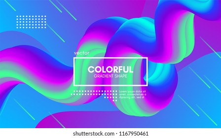 Abstract Gradient Poster with Colorful Liquid Shape. Modern Wave Flow Design. 3d Vector Illustration eps10. Trendy Vibrant Gradient for Covers, Poster, Flyer. Wave Background with Gradient Elements.