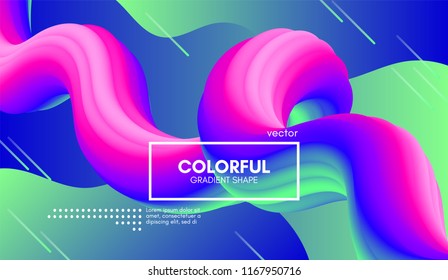Abstract Gradient Poster with Colorful Liquid Shape. Modern Wave Flow Design. 3d Vector Illustration eps10. Trendy Vibrant Gradient for Covers, Poster, Flyer. Wave Background with Gradient Elements.
