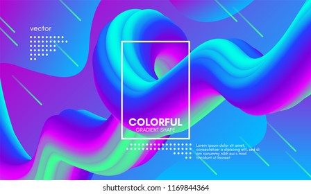 Abstract Gradient Poster with Colorful Liquid Shape. Modern Wave Flow Design. 3d Vector Illustration eps10. Trendy Vibrant Gradient for Covers, Poster, Flyer. Wave Background with Gradient Elements.