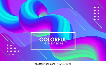 Abstract Gradient Poster with Colorful Liquid Shape. Modern Wave Flow Design. 3d Vector Illustration eps10. Trendy Vibrant Gradient for Covers, Poster, Flyer. Wave Background with Gradient Elements.