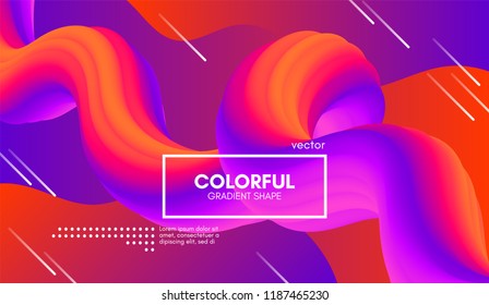 Abstract Gradient Poster with Colorful Liquid Shape. Modern Wave Flow Design. 3d Vector Illustration eps10. Trendy Vibrant Gradient for Covers, Poster, Flyer. Wave Background with Gradient Elements.