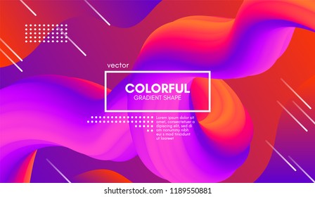 Abstract Gradient Poster with Colorful Liquid Shape. Modern Wave Flow Design. 3d Vector Illustration eps10. Trendy Vibrant Gradient for Covers, Poster, Flyer. Wave Background with Gradient Elements.