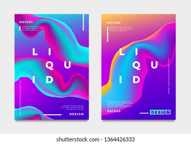 Abstract gradient poster and cover design. Colorful fluid liquid shapes. Vector illustration.