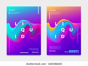 Abstract gradient poster and cover design. Colorful fluid liquid shapes. Vector illustration.