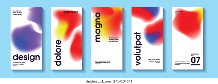 Conjunto de design de pôster de gradiente abstrato com fundo de fluxo de cores moderno para branding, banners de mídia social, web design, apresentações, cartazes, folhetos e projetos de marketing criativo.