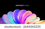 Abstract gradient poster with glass shape. Colorful fluid gradient circle disk black background. Geometric technology abstract pattern. Iridescent glass round element. Vector illustration