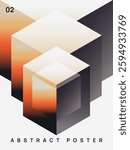 Abstract gradient poster. Minimalistic cover or flyer template with vibrant perspective geometric prism shape. Design element for social networks. Cartoon 3D vector illustration in modern art style