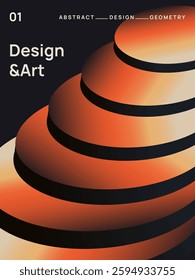 Abstract gradient poster. Minimalistic Flyer or cover with abstract geometric shapes and space for text. Design element for print. Cartoon 3D vector illustration in modern art style