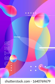 Abstract gradient poster. Vibrant colors and fluid shapes, night party club poster, music, dancing festival flyer.