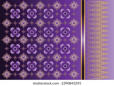 Gradiente abstracto de fondo violeta con lujoso patrón oro tailandés Diseñado para la decoración en tela o papel o empaque o tapicería o carteras.