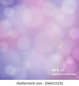 Abstract of gradient purple colorful background with circles bokeh decoration, illustration vector eps10