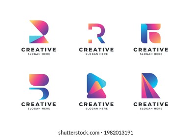 Abstract Gradient R Letter Modern Logo Collection
