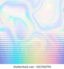 Abstract gradient rainbow foil halftone seamless border on holographic background with dots. Hologram effect border for web banners, posters, wallpapers, greeting and birthday cards.