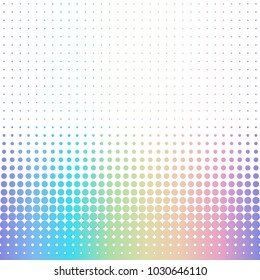 Abstract gradient rainbow foil halftone seamless border on white background with dots. Hologram effect border for web banners, posters, wallpapers, greeting and birthday cards.