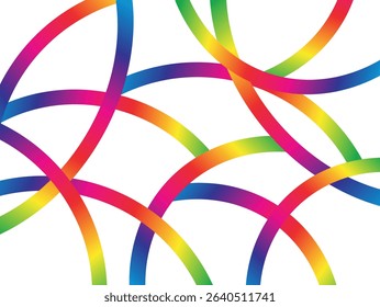Abstract gradient rainbow party background with color lines, curves and swirl elements with gradients and copy space for text	
