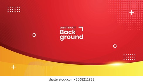 Abstract Gradient Red background with yellow flowing fluid wave with text space for company banner slide presentation in meeting annual gathering