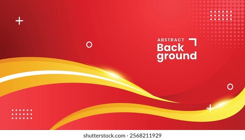 Abstract Gradient Red background with yellow flowing fluid wave with text space for company banner slide presentation in meeting annual gathering
