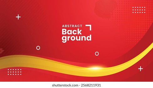 Abstract Gradient Red background with yellow flowing fluid wave with text space for company banner slide presentation in meeting annual gathering