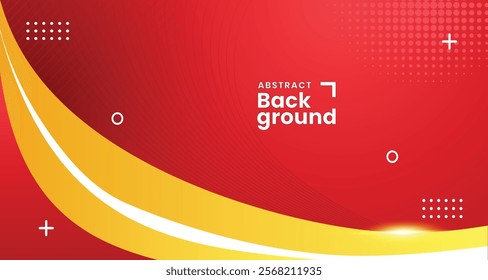 Abstract Gradient Red background with yellow flowing fluid wave with text space for company banner slide presentation in meeting annual gathering