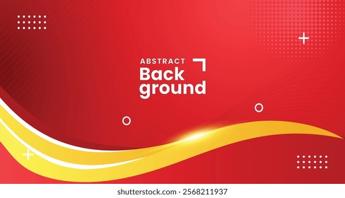 Abstract Gradient Red background with yellow flowing fluid wave with text space for company banner slide presentation in meeting annual gathering