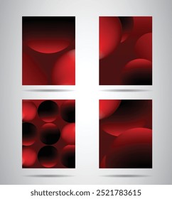 Abstract gradient red concept post background vector collections set.3d geometric minimalist style.Christmas and valentine concept flyer.