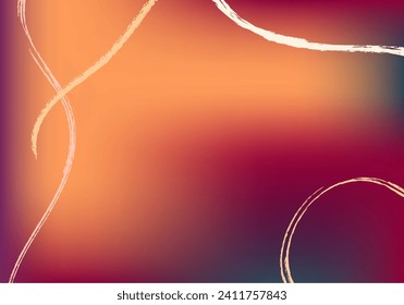 Abstract gradient in red tones with hand drawn lines