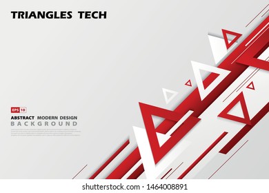 Abstract gradient red triangles tech overlap design of futuristic pattern style. Use for poster, ad, artwork, template design. illustration vector eps10