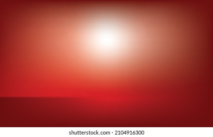 Abstract gradient red and white color background, spotlight pattern, room studio. Vector illustration.